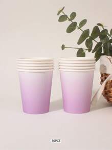 10 piezas/paquete color gradiente púrpura desechable Copas de papel , cuatro Suministros para la fiesta
