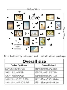 Creative Home Decor Photo Frame Wall Collage Set With 12pcs Picture Frames In 5/6/7/8/10 Inches, Black & White, Suitable For Mother's Day, Bedroom Decoration, Wedding Gift, Includes Random Photo Cards & Butterfly Stickers