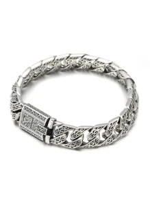 1Pc Phong Cách Punk Cây Nho Vĩnh Cửu Và Celtic Nút Thắt Hoa Văn Bạc Nam Thổ Nhĩ Kỳ Vòng Tay Handmade CHA - toàn hoa - Xem 5