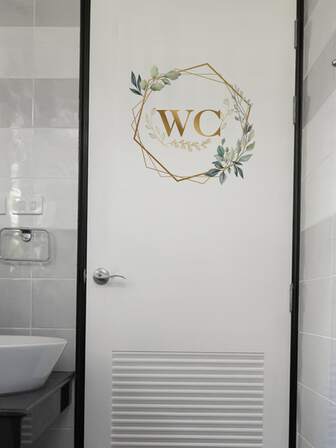 1 st. Självhäftande Badrum Symbol Väggklistermärke För Toalett Dörr Dekorationer