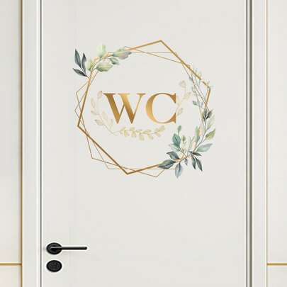 1pc Self-adhesive Wc Bathroom Sign Wall Sticker For Toilet Door Decoration