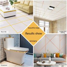 1/5 件瓷砖填缝条，自粘式 1cm/1.5cm/2cm/3cm/4cm/5cm 宽度瓷砖密封条，防水防霉地板装饰礼物生日毕业地砖地板地砖自粘地砖剥离粘贴客厅装饰房间装饰家居装饰厨房 - 金色 - 查看 5