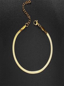 1条女士金/银色极简不锈钢鱼鳞脚链，适合日常佩戴。情人节配饰