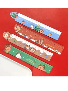 1ชิ้น ไม้บรรทัดลายคริสต์มาสดีไซน์มัลติฟังก์ชัน,ไม้บรรทัด - มัลติคัลเลอร์ - ดู 5