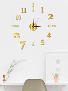 1 pieza Reloj de pared decorativo acrilico DIY creativo, sin necesidad de taladrar, moderno y silencioso para decoración de sala de estar