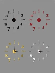 1 pieza Reloj de pared decorativo acrilico DIY creativo, sin necesidad de taladrar, moderno y silencioso para decoración de sala de estar