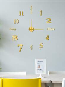 1 pieza Reloj de pared decorativo acrilico DIY creativo, sin necesidad de taladrar, moderno y silencioso para decoración de sala de estar