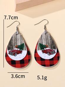 1雙聖誕禮品紅色的運動汽車形狀PU皮革吊墜耳環合適的適合女士 - 酒紅色 - 查看 6