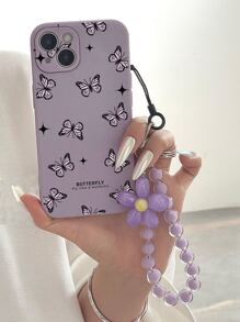 Butterfly Pattern Phone Case With Lanyard - Multicolor - View 3
