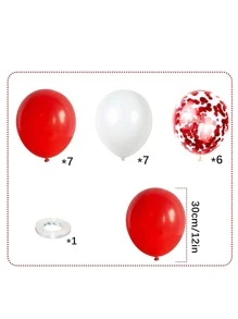 Red White Balloons Set 21 Pack 12 Inch Red White Confetti Latex Balloons, Matte Red White Helium Party Balloons For Birthday Party Wedding Christmas Valentine's Day Party Decoration - Multicolor - View 2