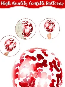 Red White Balloons Set 21 Pack 12 Inch Red White Confetti Latex Balloons, Matte Red White Helium Party Balloons For Birthday Party Wedding Christmas Valentine's Day Party Decoration - Multicolor - View 3