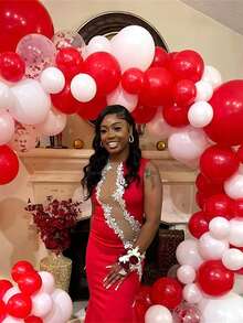 Red White Balloons Set 21 Pack 12 Inch Red White Confetti Latex Balloons, Matte Red White Helium Party Balloons For Birthday Party Wedding Christmas Valentine's Day Party Decoration - Multicolor - View 4