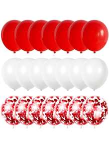 Red White Balloons Set 21 Pack 12 Inch Red White Confetti Latex Balloons, Matte Red White Helium Party Balloons For Birthday Party Wedding Christmas Valentine's Day Party Decoration - Multicolor - View 1