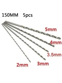 5件套麻花鑽頭套裝 2 毫米 3 毫米 3.5 毫米 4 毫米 5 毫米 HSS 高速鋼超長鑽六角柄適用於木工開孔器 - 銀色 - 查看 5