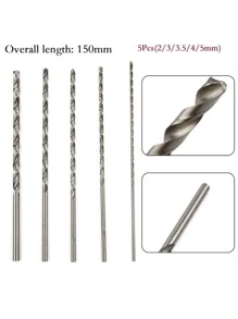 5件套麻花鑽頭套裝 2 毫米 3 毫米 3.5 毫米 4 毫米 5 毫米 HSS 高速鋼超長鑽六角柄適用於木工開孔器 - 銀色 - 查看 4