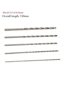 5件套麻花鑽頭套裝 2 毫米 3 毫米 3.5 毫米 4 毫米 5 毫米 HSS 高速鋼超長鑽六角柄適用於木工開孔器 - 銀色 - 查看 3