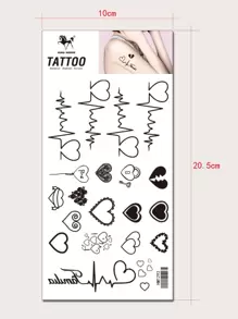 KING HORSE 心形图案纹身贴纸 - 黑色 - 查看 8