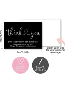50pcs Creative Black Thank You Gift Card, Flower Bouquet Gift Message Card - Black and White - View 2