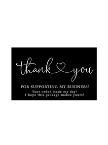 50pcs Creative Black Thank You Gift Card, Flower Bouquet Gift Message Card - Black and White - View 5