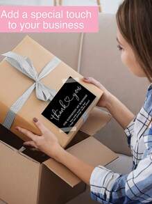 50pcs Creative Black Thank You Gift Card, Flower Bouquet Gift Message Card - Black and White - View 4
