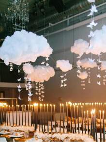 1 件人造云适用于客厅、卧室、天花板、现场背景、婚礼/生日/橱窗装饰、家居装饰、房间装饰、墙壁装饰的创意装饰 - 白色 - 查看 5