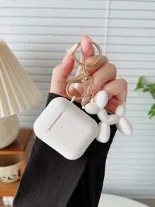 1 Bộ Phụ kiện móc khóa hình chú chó con, vịt, phi hành gia dễ thương, Phụ kiện ngôi sao Acrylic lấp lánh, Vỏ tai nghe bằng silicon màu trơn - trắng - Xem 2