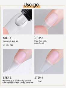 2 Piezas Gel De Pegamento Para Puntas De Uñas Transparentes, 15g/botella De Pegamento De Cristal Adhesivo Fuerte Uv Led, Herramientas De Manicura Para Presionar Uñas Falsas Y Tallar Con Función De Extensión - transparente - Ver 9