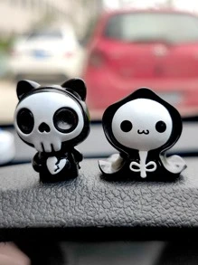 2pcs Creative Skull Car Pendant For Rearview Mirror Or Car Dashboard Decoration - Multicolor - View 2