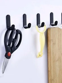 1/5个装无孔储物挂钩，现代黑色壁挂式挂钩，适用于浴室门后，节省空间，可用于悬挂毛巾、浴袍、外套、包包、帽子、钥匙、围巾、厨房用具、衣柜、玄关收纳，适用于小空间、宿舍、公寓，简约时尚，圆角设计，多用途悬挂解决方案，安装简便，不伤墙面，节日适用，万圣节、感恩节、圣诞节，也是馈赠亲友的理想之选。 - 黑色 - 查看 8