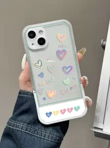 Valentines Heart Pattern Clear Phone Case With Invisible Holder Kawaii Waterproof Shockproof Anti-Fall Scratch Resistant