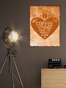 1 Miếng Hình trái tim In Tấm thiếc Treo tranh Với Đơn giản Sắt Trang trí nghệ thuật , Độ Nét Cao Cà phê Loạt Hình ảnh Với Và Bạn Slogan - Nhiều màu - Xem 3