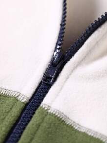 TIGER MINI Tween Boys' Hooded Colour-Block Jacket, Easy To Match, Suitable For Daily Wear - Apricot - View 7