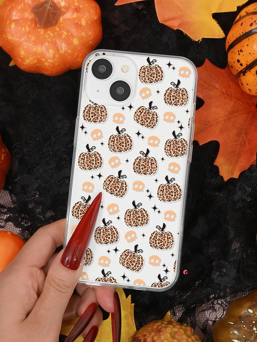 1pc Hand-Painted Halloween Pumpkin Print Phone Case, Compatible With ...
