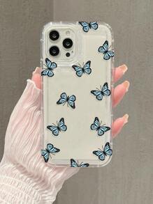 苹果 1 件可爱卡通蝴蝶印花手机壳，采用大镂空设计，透明保护套，全边缘覆盖，防震带气垫，兼容 6/6s/6 Plus/7/8/Se/X/Xs/Xr/11/11 Pro/11 Pro Max/12/12 Mini/12 Pro/12 Pro Max/13/13 Mini/13 Pro/13 Pro Max/14/14 Plus/14 Pro/14 Pro Max，兼容 iPhone15/15Plus/15Pro/15Promax，防水防摔防刮 - 無色 - 查看 3