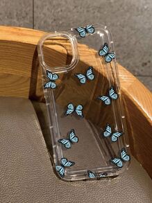 苹果 1 件可爱卡通蝴蝶印花手机壳，采用大镂空设计，透明保护套，全边缘覆盖，防震带气垫，兼容 6/6s/6 Plus/7/8/Se/X/Xs/Xr/11/11 Pro/11 Pro Max/12/12 Mini/12 Pro/12 Pro Max/13/13 Mini/13 Pro/13 Pro Max/14/14 Plus/14 Pro/14 Pro Max，兼容 iPhone15/15Plus/15Pro/15Promax，防水防摔防刮 - 無色 - 查看 1