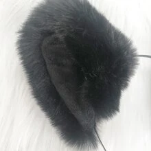 黑色長毛絨黑色襯墊洛麗塔貓耳髮箍髮飾動物耳朵狐狸耳朵髮帶 - 黑色 - 查看 4