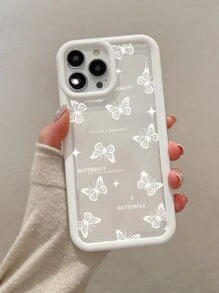 1 件透明保护手机壳，带白色蝴蝶图案和防震气囊边缘保护，适用于男女，适用于 Iphone 6/6s/6plus/7/8/se/7plus/8plus/x/xs Max/xr/11/12/13/14/12mini/13mini/11promax/12promax/13promax/14promax/14plus - 無色 - 查看 1