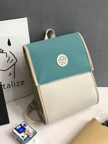 Nylon Colorblock Waterproof Anti-scratch Backpack With Multiple Compartments, Lightweight - Olive Green - View 2