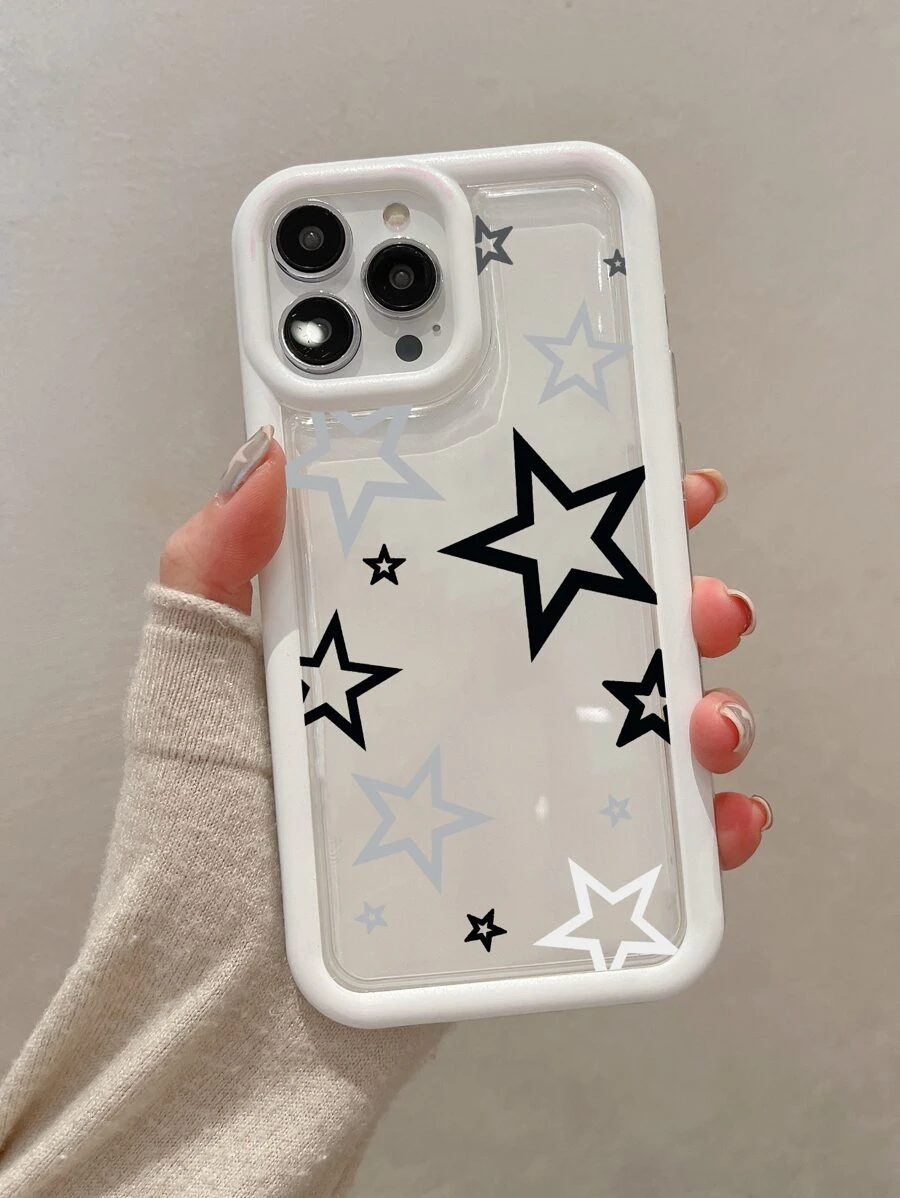 1 个带星星图案的大孔透明保护壳，防摔气囊防震手机套，男女简约创意设计，兼容 Iphone 11/12/13/14/6/6s/6plus/7/8/Se /7plus/8plus/X/Xs Max/Xr/11pro/12pro/13pro/14pro/12mini/13mini/11promax/12promax/13promax/14promax/14plus - 無色 - 查看 1