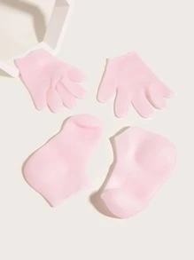 Foot care 4 件装硅胶美白保湿手套和脚袜、护肤套装 - 粉色 - 查看 6