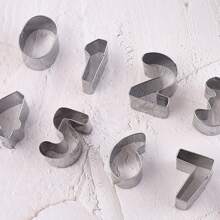 15PCS Cookie Cutters Shapes Baking Set, Digital Shape Biscuit Stainless Steel Metal Molds Cutters for Kitchen Baking Small Cookie Cutters - Silver - View 7