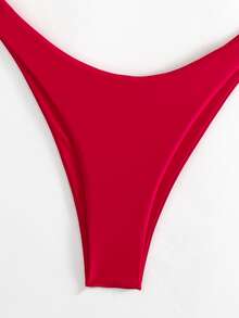 Fashion Sexy High Cut Beach Bikini Set - Red - View 3