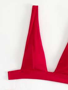 Fashion Sexy High Cut Beach Bikini Set - Red - View 4