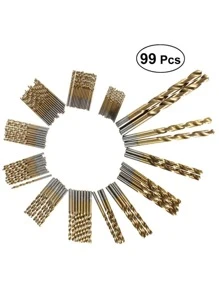 50入組/99入組高速鋼鈦電鍍扭曲鑽頭套裝，1.5mm-10mm木工扭曲鑽頭，直柄孔鑽頭套裝圓柄 - 金色 - 查看 4