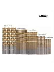50入組/99入組高速鋼鈦電鍍扭曲鑽頭套裝，1.5mm-10mm木工扭曲鑽頭，直柄孔鑽頭套裝圓柄 - 金色 - 查看 7