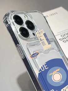 Letter Graphic Clear Phone Case With Card Slot,International Version, Not The Domestic Version - Multicolor - View 7