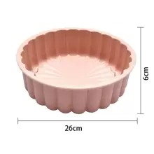 1入組形狀矽膠蛋糕波紋烘烤麵包烤鍋高溫抵抗的烘烤矽膠蛋糕模具簡單的至水洗 - 粉色 - 查看 4