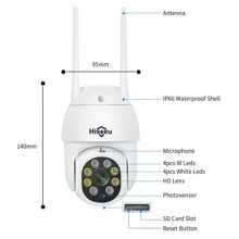 Hiseeu 1080p解析度2mp/3mp/5mp/8mp像素ptz Wifi智能攝像機,5倍數字變焦,人體檢測,自動跟踪,onvif,無線cctv視頻監控ip攝像機 - 白色 - 查看 3