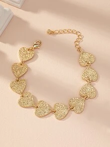 1入時尚簡約心形手鐲 - 金黃色 - 查看 2