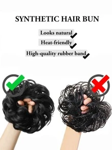 Synthetic Hair Ring Wig New Hair Scrunchies Chignon Elastic Band Made Of Hair Messy Curly Dark Brown Hair Bun Hairpiece Ponytail - Brown - View 7